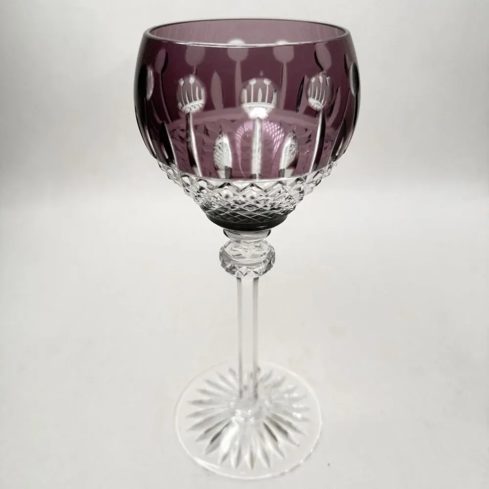 Godinger King Louis Amethyst Cut Clear Crystal Glass Hock Wine Goblet 7.75